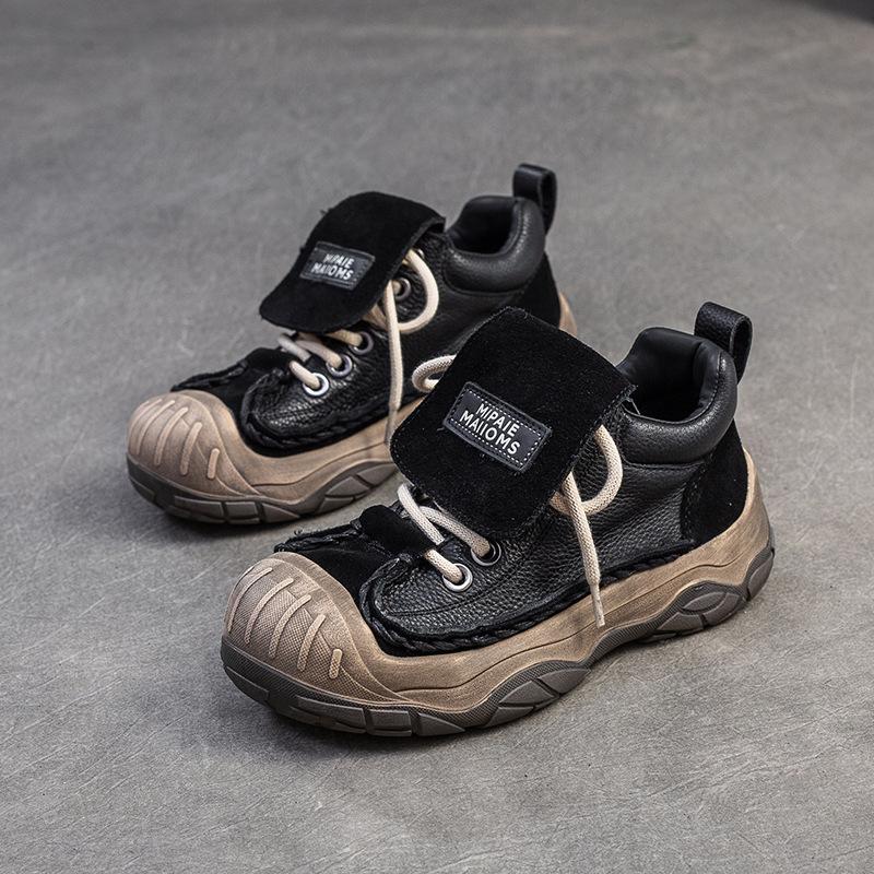 

Модные кроссовки GKTINOO в стиле ретро из натуральной кожи на шнуровке, женская обувь 2025, весна, новые, повседневные, с круглым носком, балетки из коровьей кожи 35