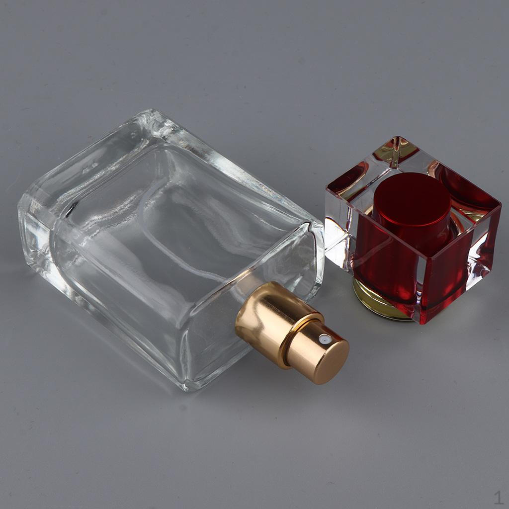 Square Glass Empty Refillable Replacement Perfume or Bottle with Spray Applicator & Cap