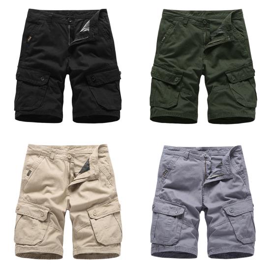 Summer Shorts Solid Color Soft Fabric Loose Trendy Zip Up Men for Home