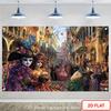 2D Venice Carnival Photography Background, Vintage Venetian Masquerade Ball Masked Party Decor Banner