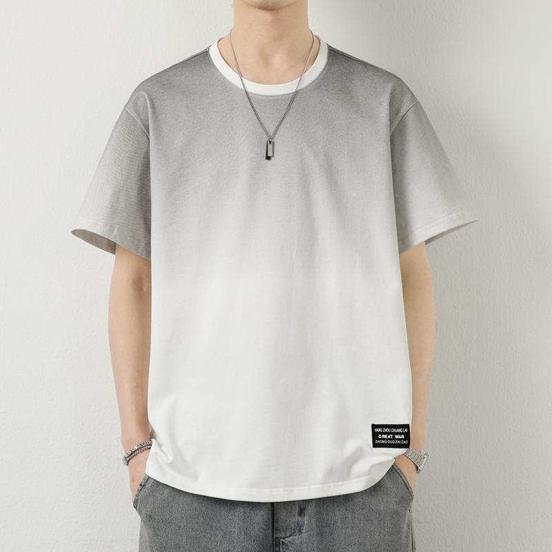 

Men s Gradient Crew Neck T-Shirt - Casual Short Sleeve Basic Tee M