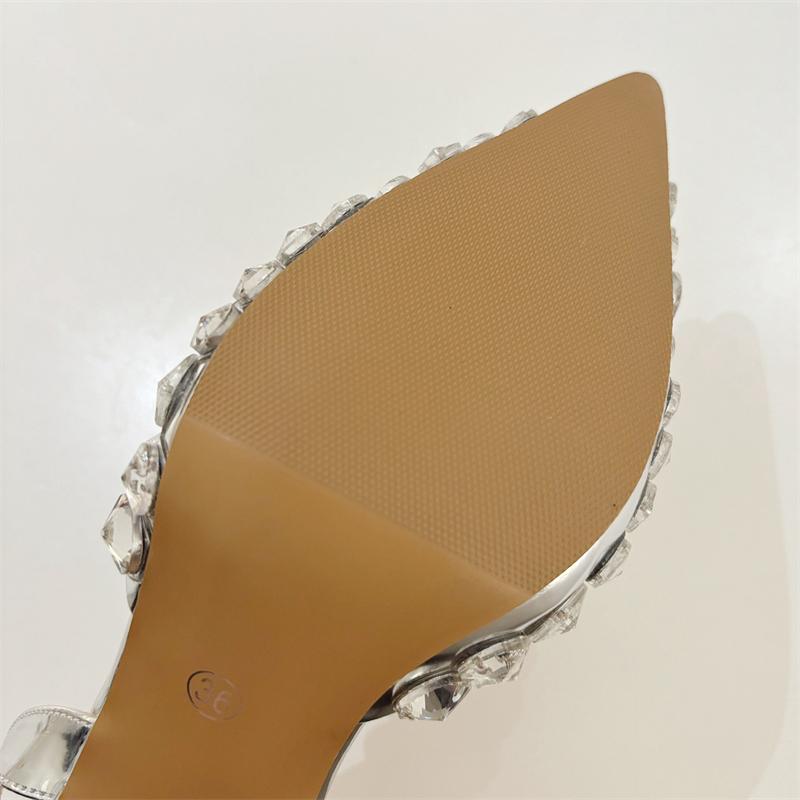 Eilyken Sexy Pointed Toe Crystal Women Pumps PVC Transparent Hollow Prom Thin Heels Elegant Female Party Shoes Zapatos De Mujer