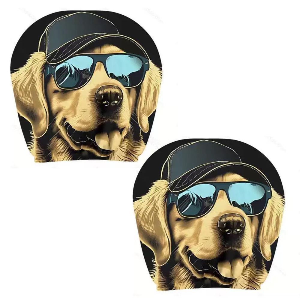 2Pcs Universal Car Seat Cover Santa Claus Breathable Car Headrest Cover Dust-proof Elastic Car Seat Headrest