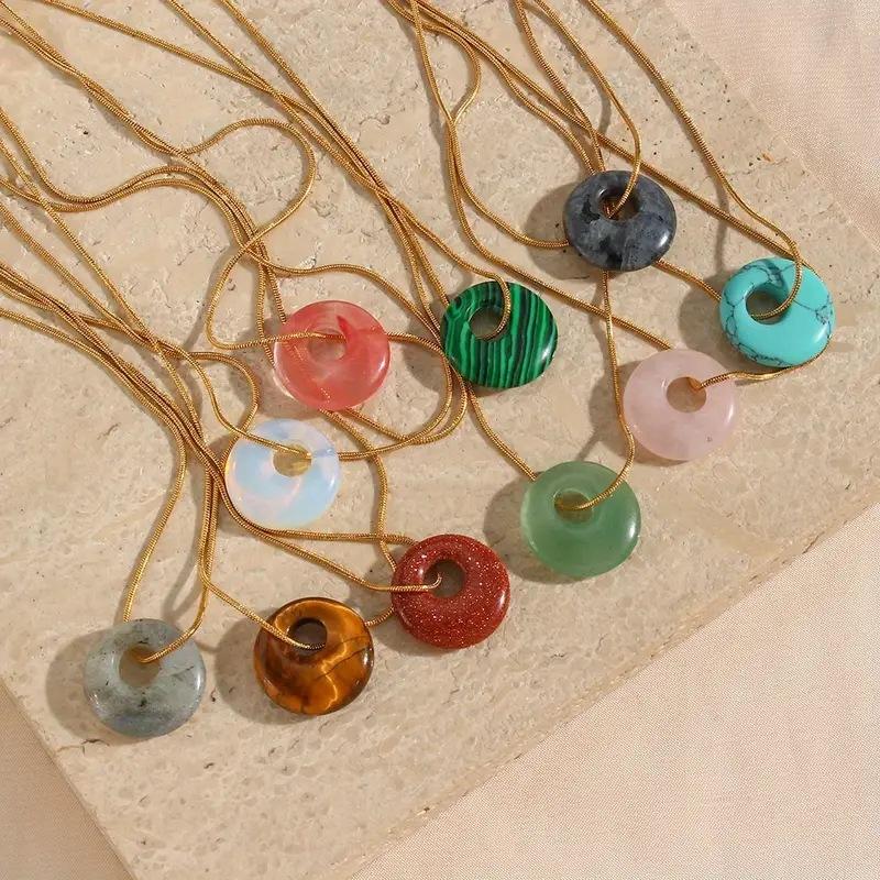European and American fashion trends, peacock pendant, jewelry, niche luxury design, natural agate round pendant, necklace