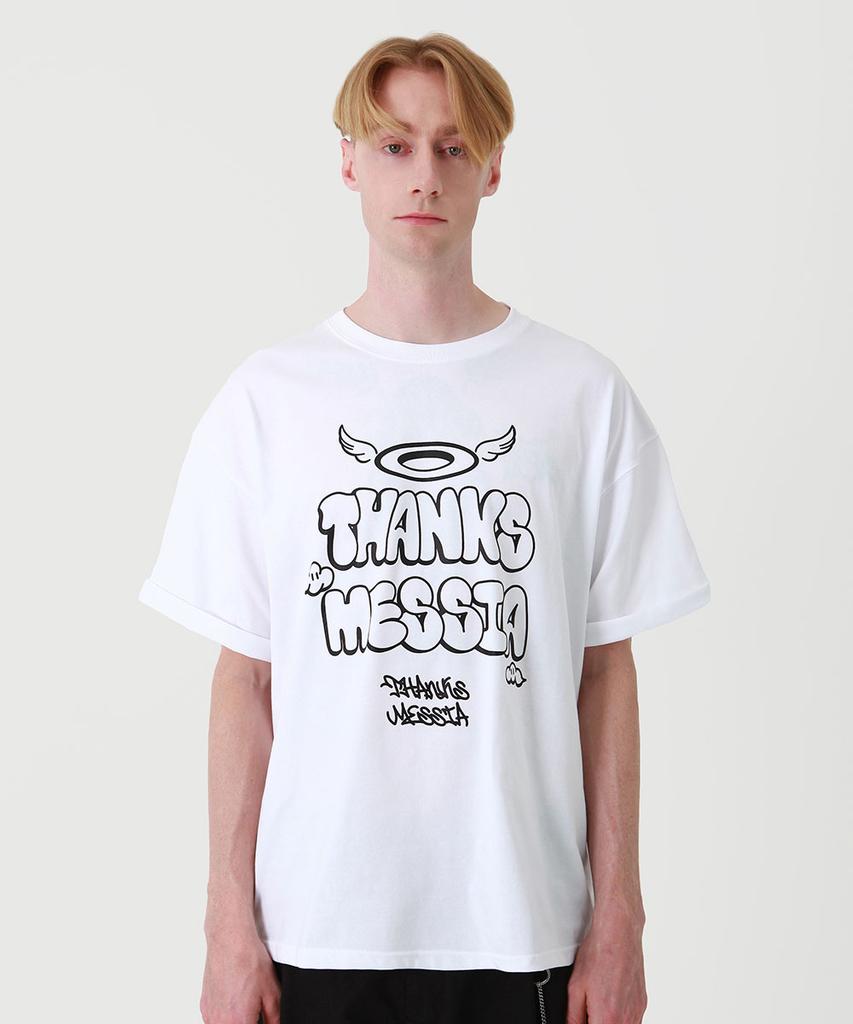 THANKS MESSIA Archive Bubble Font Tshirt-White