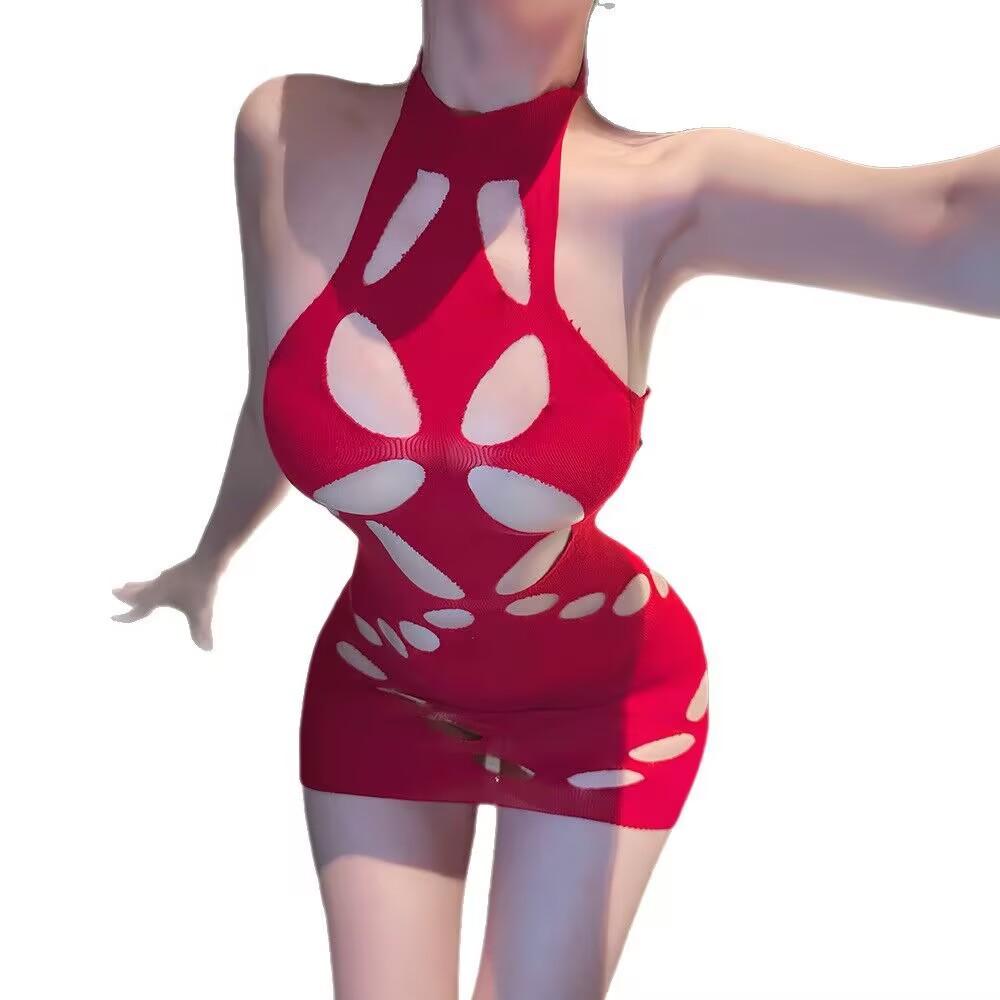 Sex underwear new sexy pajamas women's clothes pure desire small chest red hollow hip skirt