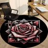 1 Stück Rose Blüte Büro Runder Teppich, Unter Bürostühlen Schlafzimmer Wohnzimmer Heimdekoration, Raumdeko