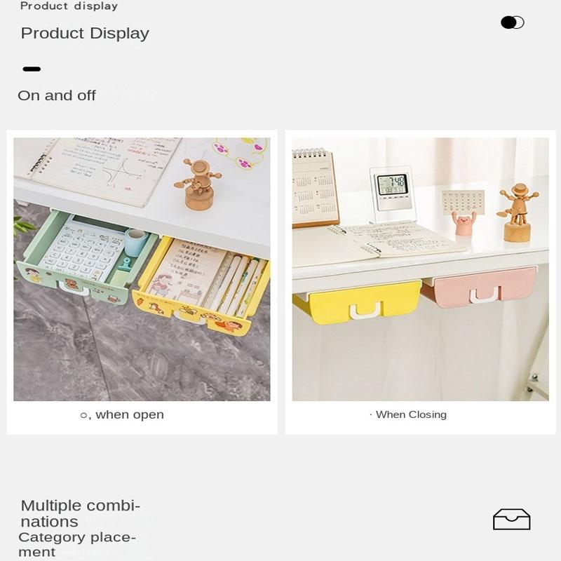 A Three-Color Optional Under The Desk Perforation-Free Makeup Storage Box Bedroom Dresser Desk Stationery Drawer In Dormitory