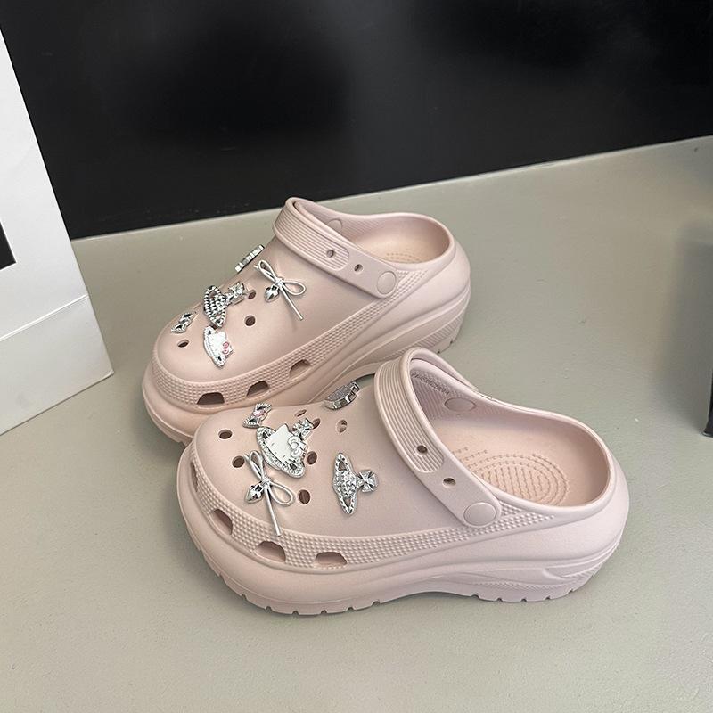 

Популярные аксессуары Nimbus дырочные туфли 2025 новая летняя повседневная толстая подошва увеличивающая рост EVA верхняя одежда нескользящие женские универсальные 39/40 розовый