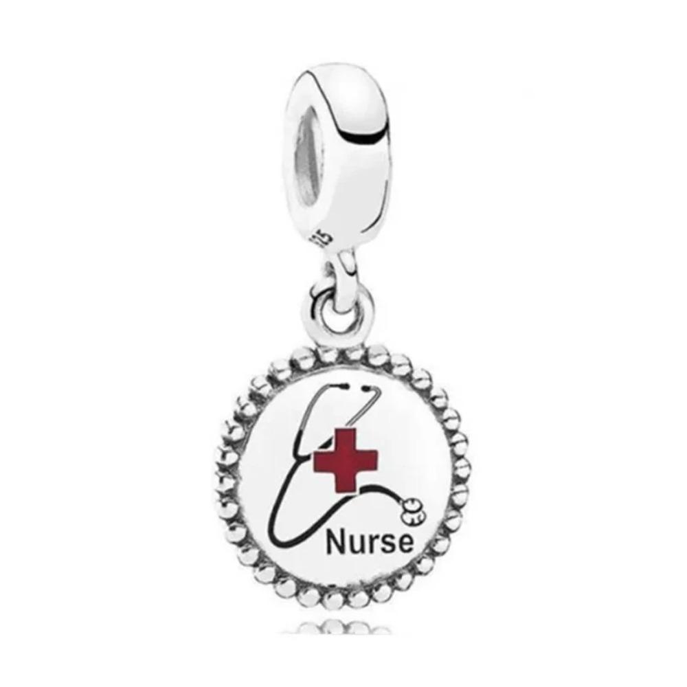Novo Pingente Chapéu de Chef Estetoscópio de Professor Contas Charms Pulseira Colar Acessórios de Joias em Prata 925