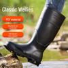 Men's Black Waterproof Summer Wading Boots - Wear-Resistant Rubber Rain Shoes
