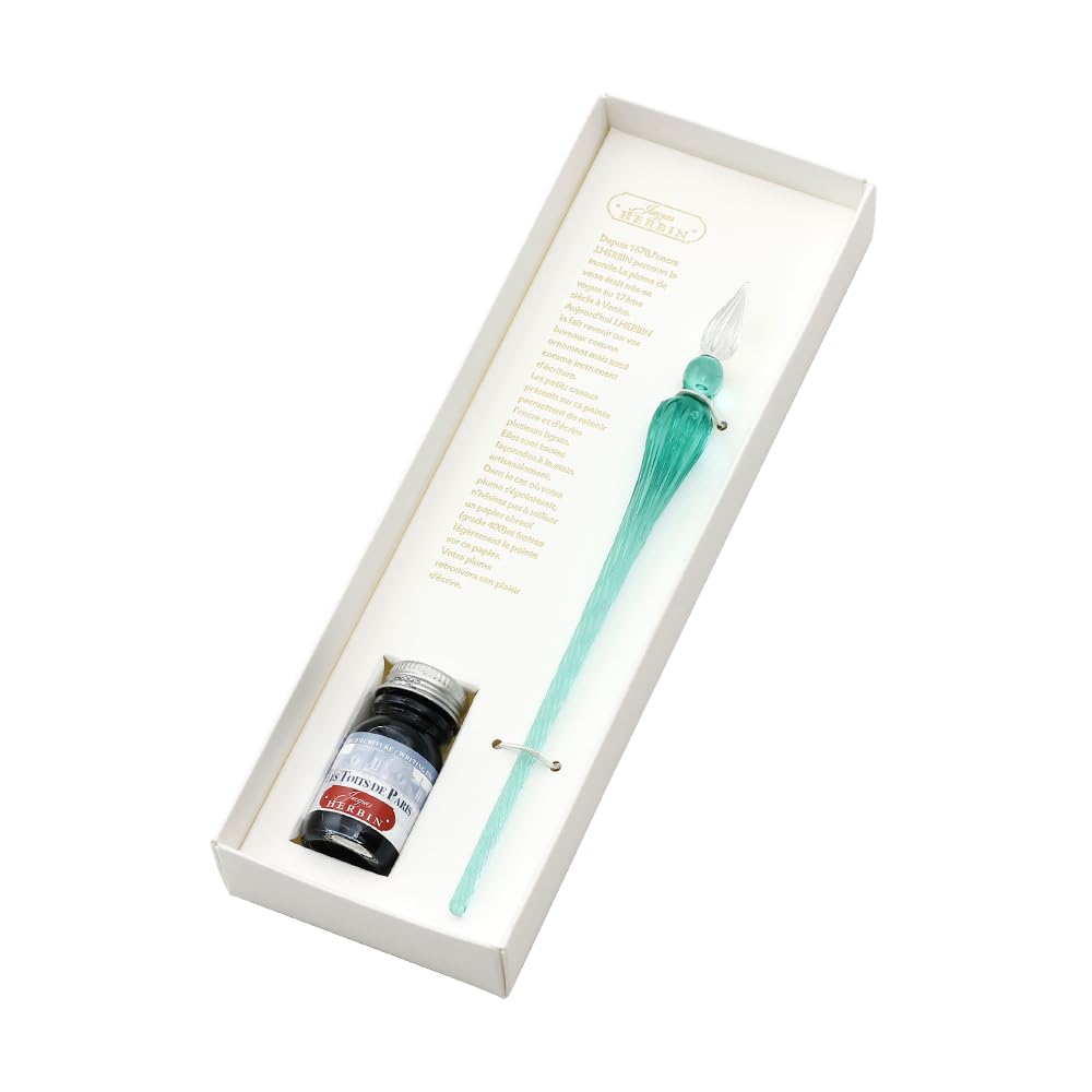 French Herbin Glass Pen Tsumugi Turquoise Mini Ink Paris Colors Rooftops of Paris Set HERBIN hb21433setP [Traditional Brand] [Handcrafted] & (10ml)