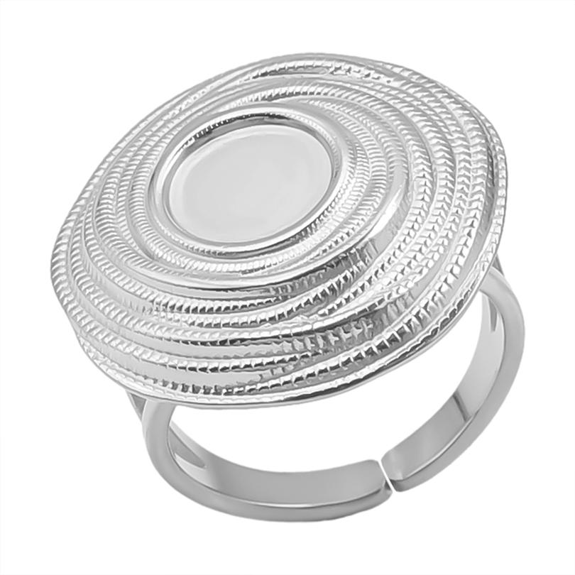 Geometria Semplice Moda Acciaio Inossidabile Anelli Aperti Per Donne Uomini Accessori Colore Argento Cuore Sole Rotondo Base Vuota Fai da Te Anillos