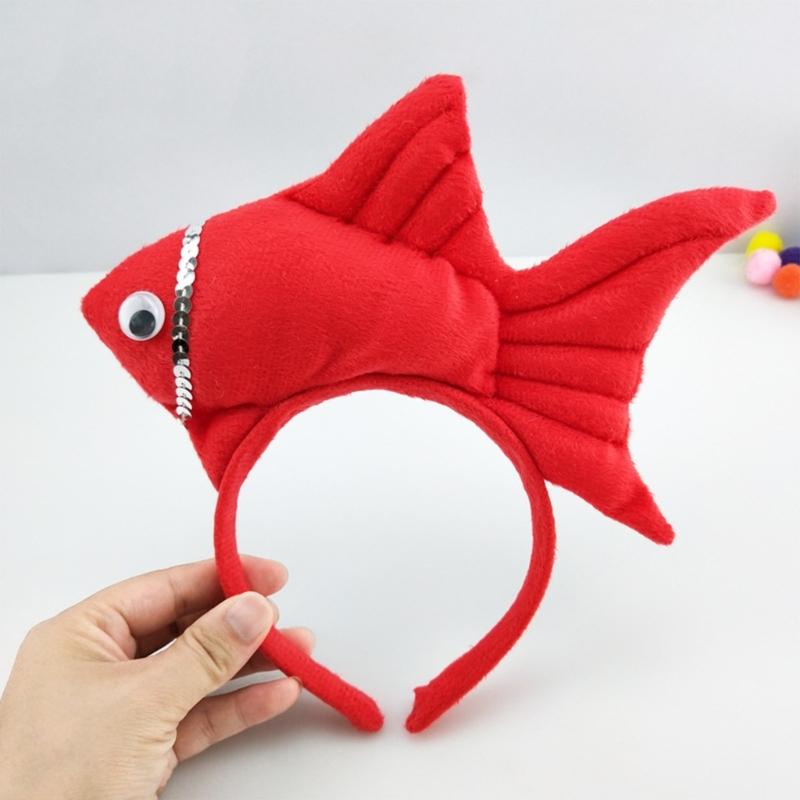 Students Taking Photo Hairband Stuffed Fish Shape Hair Hoop for Halloween