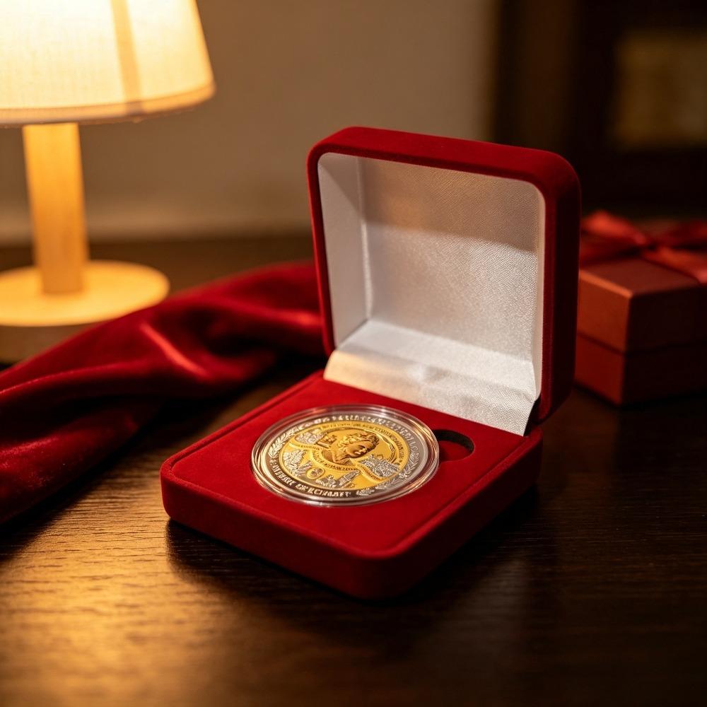 Moneta del 100° Anniversario della Regina Elisabetta II, Moneta Commemorativa del Compleanno della Regina, Include cofanetto regalo, Stile cofanetto regalo