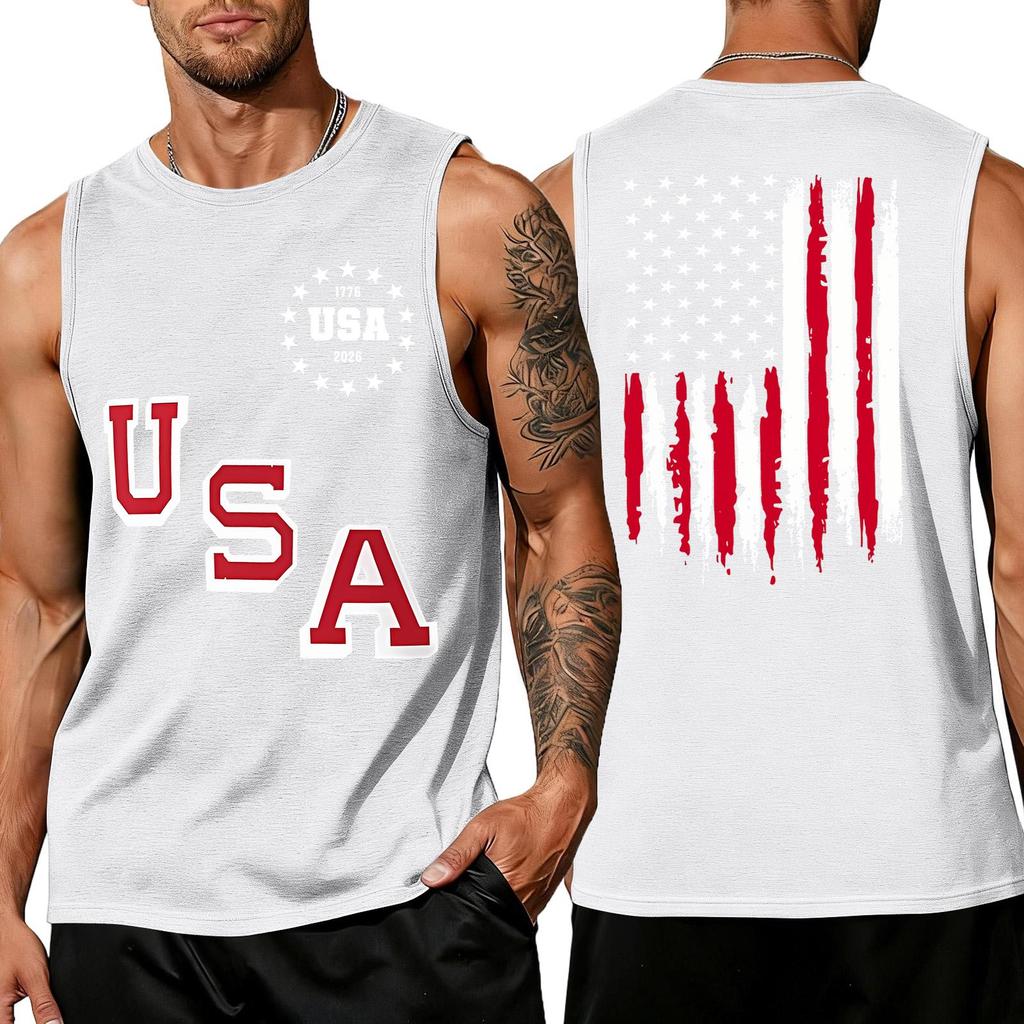 Men 4th Of Shirts USA Muscle Sleeveless Shirt Patriotic Tank Tops