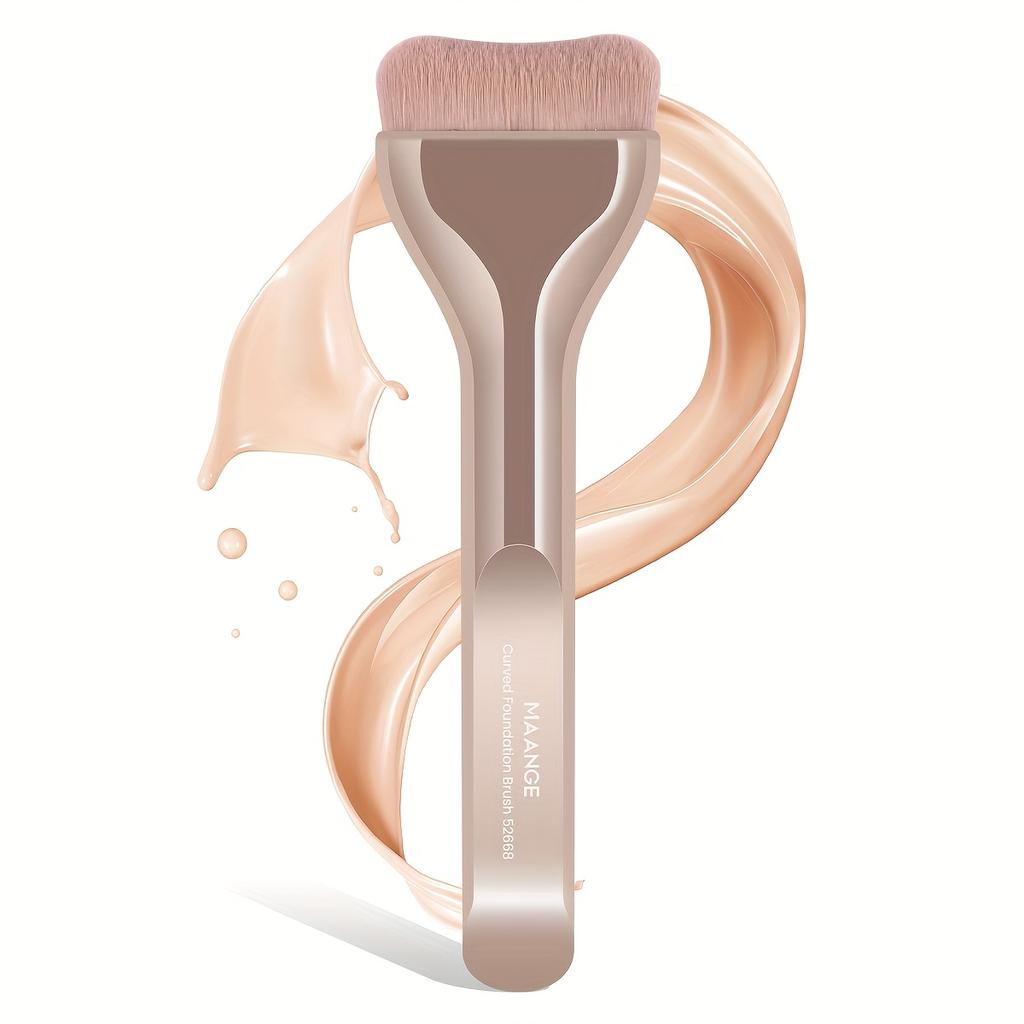 MAANGE Professional Foundation Brush - Soft Nylon Bristles, Elegant Brown Handle - For BB Cream, Liquid Foundation & Powder - Travel-Friendly