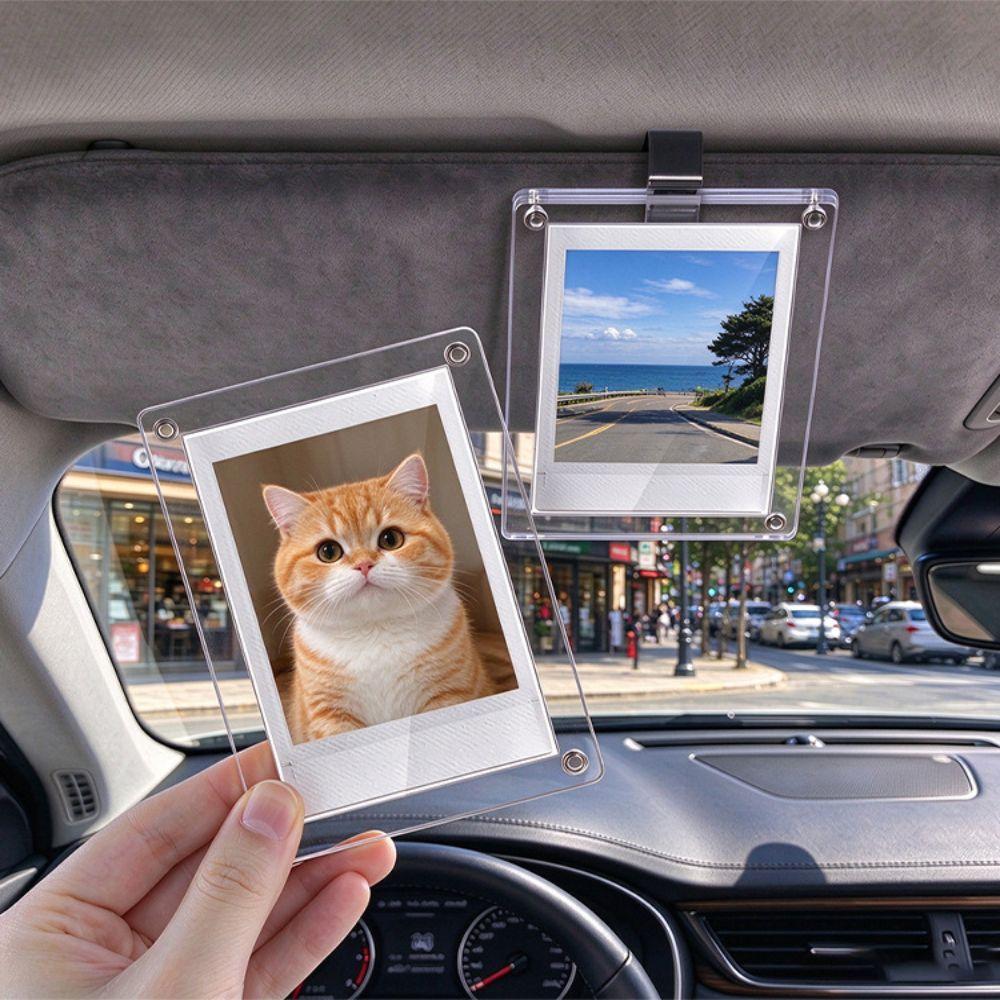 Magnetic Attachment Magnetic Photo Frame Transparent Mini Snapshot Holder Car Sun Visor