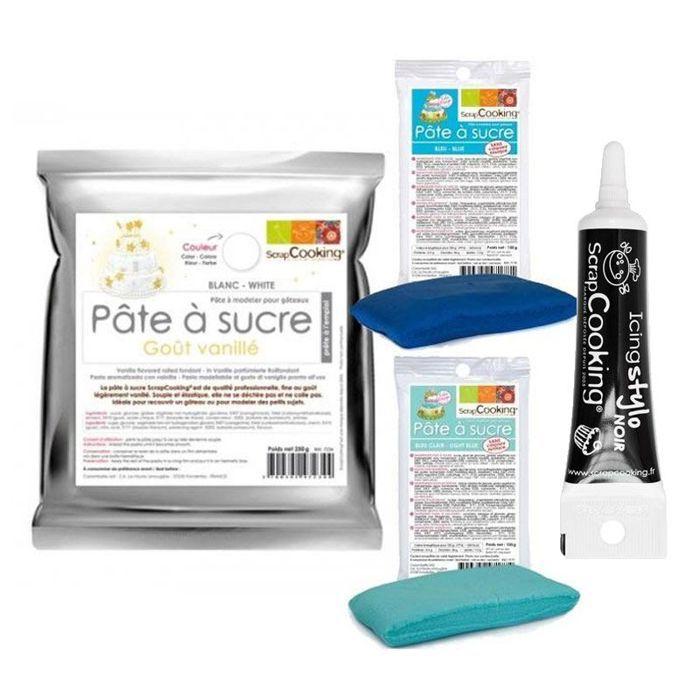 Kit pâte à sucre naissance garçon + Stylo de glaçage noir