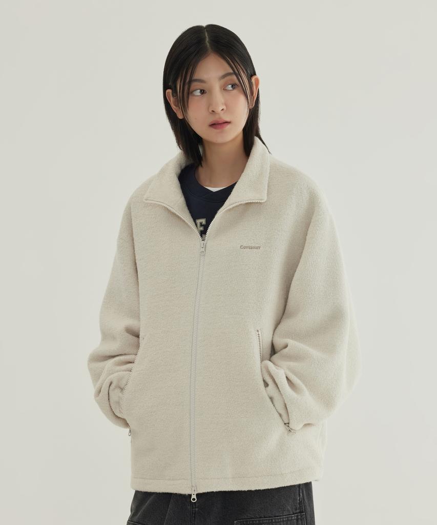 COVERNAT Wool Zip-Up Jacket Oatmeal