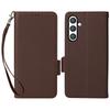 For Samsung Galaxy S24 FE Case with Wrist Strap Litchi Texture PU Leather Wallet Phone Cover
