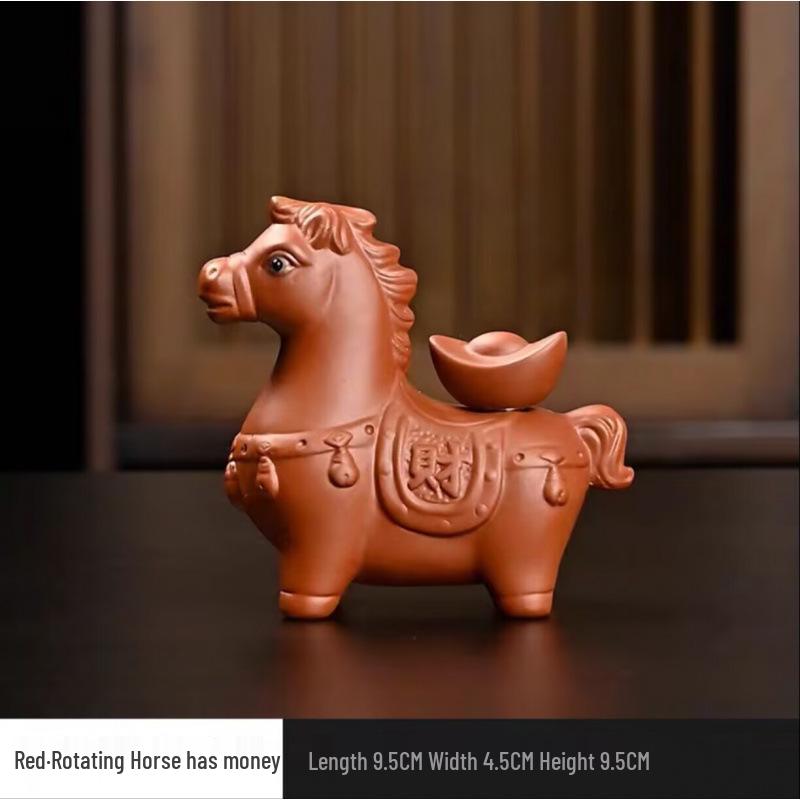 Handmade Purple Clay Zodiac Horse Tea Pet Ornament for Tea Ceremony Decoration