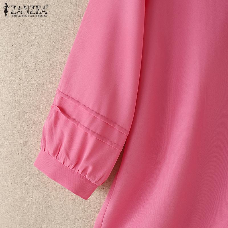 ZANZEA Women Casual Ruffles V-Neck Loose 3/4 Sleeve Blouse