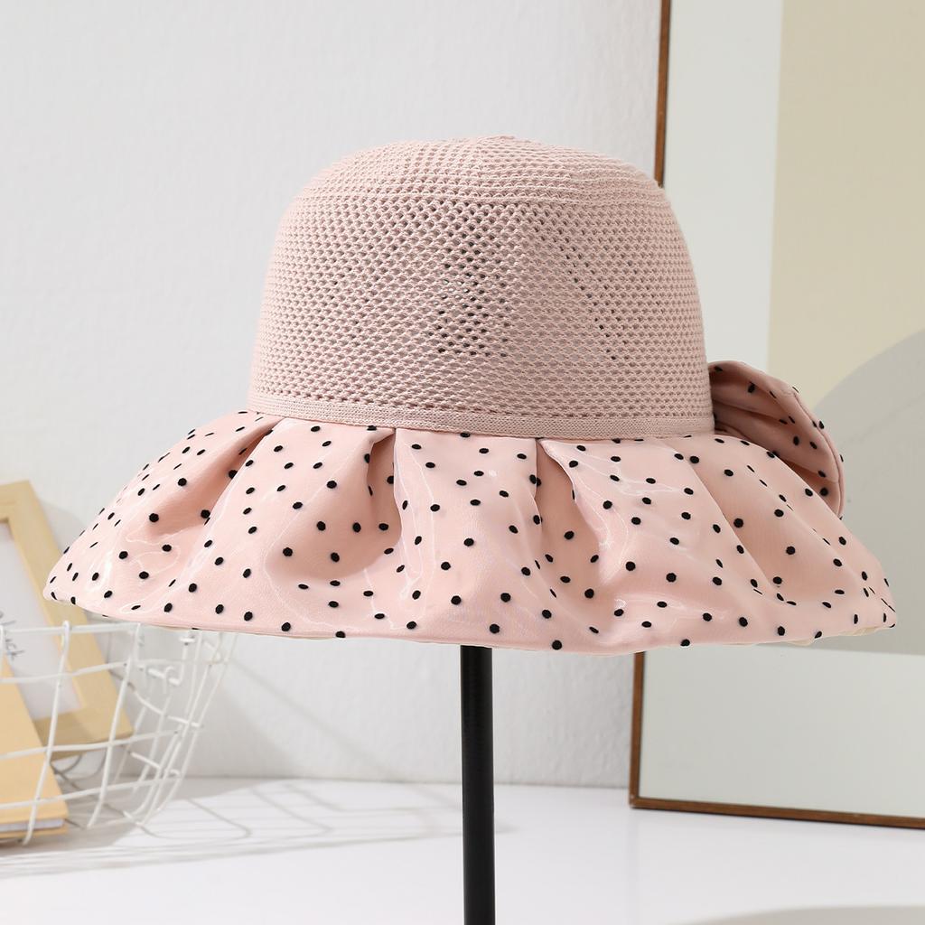 Spring and summer new fashion polka dot big edge sunshade women's bucket hat vacation face cover sun protection hat outdoor leisure sun hat