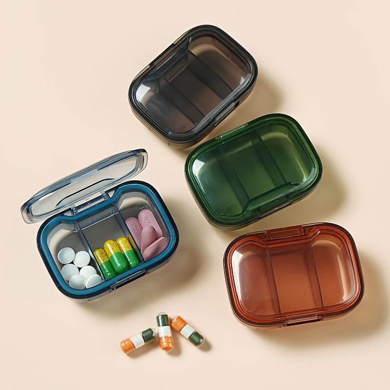 1/2pc Mini portable pill storage box, 3-compartment pill box, tablet storage container, dust-proof medicine storage box