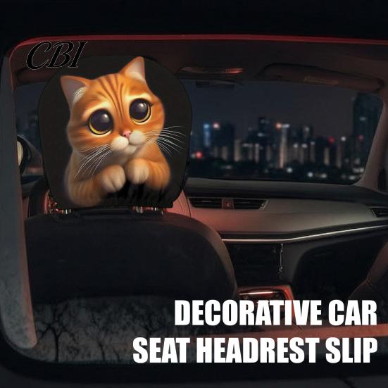 Vehicle Interior Accessories 2Pcs Skull Car Headrest Covers, Cartoon Dog Panda Cat Hedgehog Personalized Decor Design Elastic Auto Seat Protector,