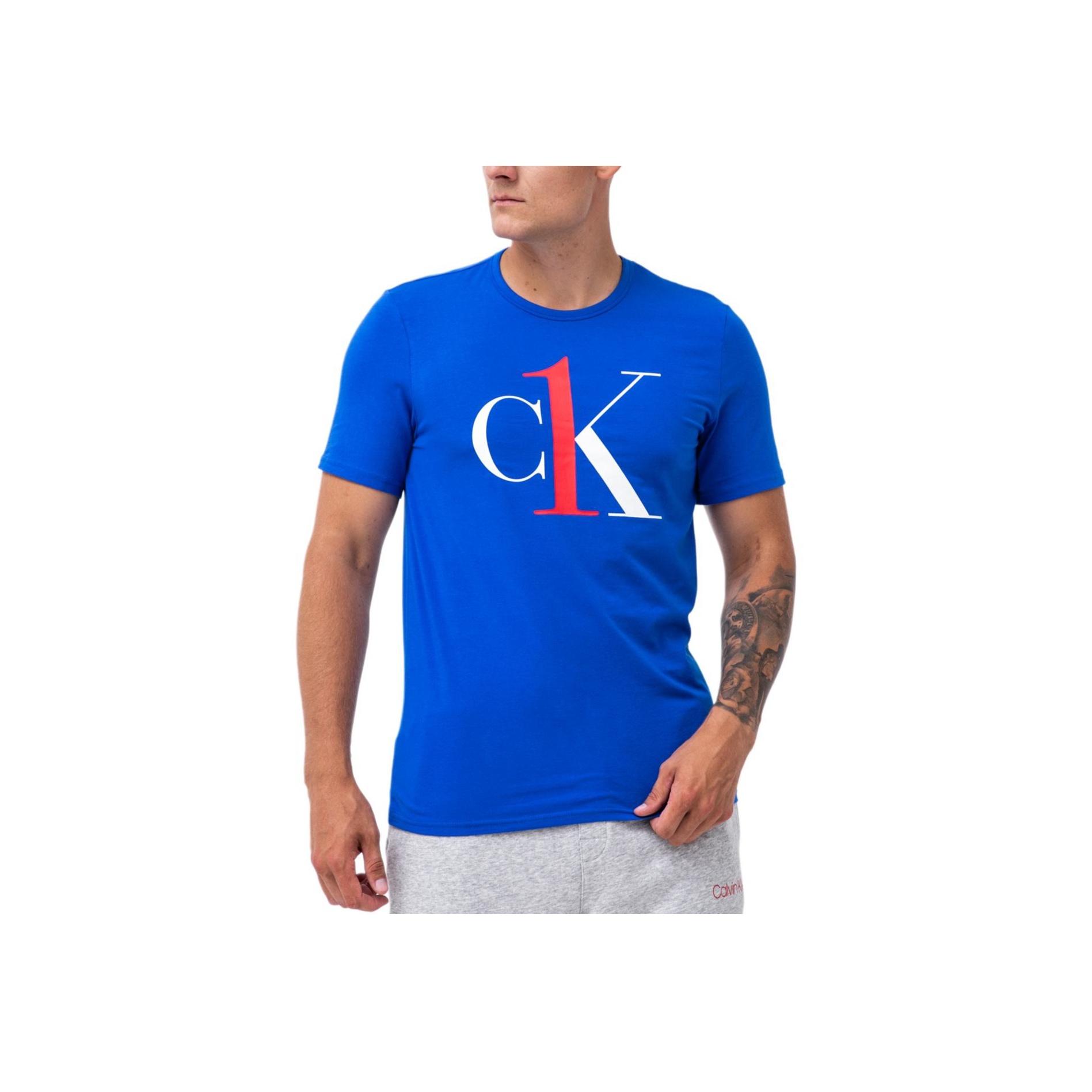

Calvin Klein Letter Logo Print Comfortable Simple Round Neck Short Sleeve T-Shirt Men T-Shirts Royal-Blue NM1903-401 XL