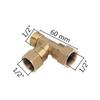 Brass pipe fitting male-female thread conversion connection 1/2” T-shaped three-way copper water oil gas adapter garden fittings