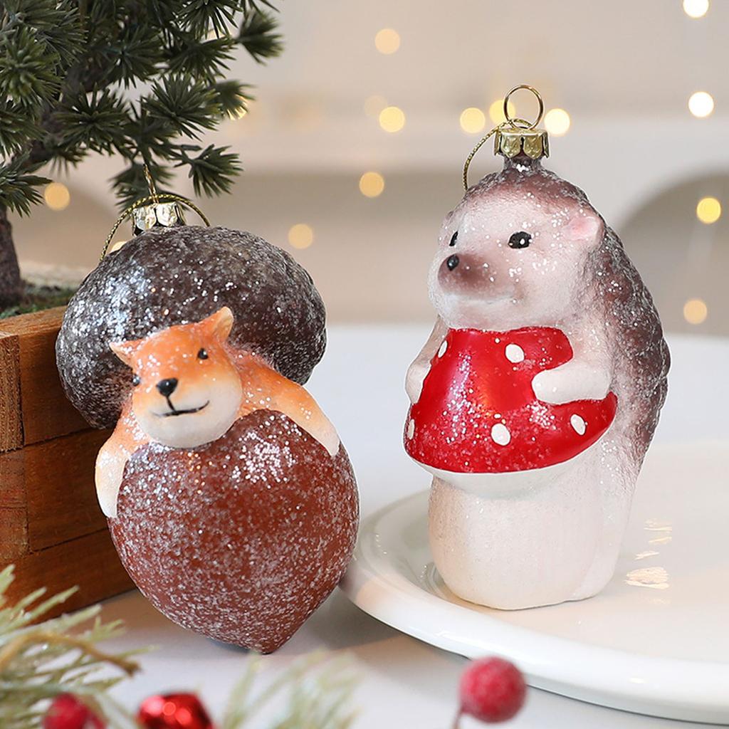 Fox And Hedgehog Shaped Christmas Ornaments Plastic Animal Decoration For Indoor Outdoor Holiday Party Home Tree