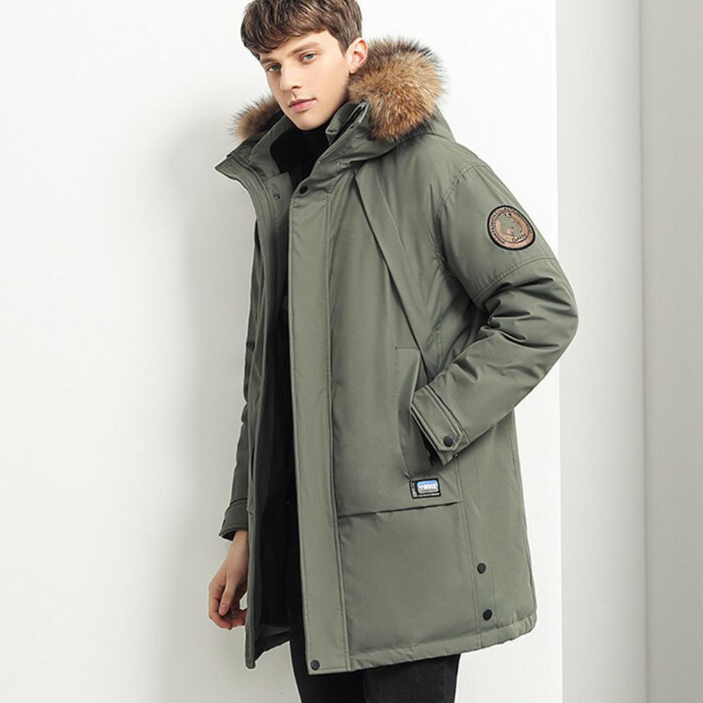 Fur Collar Mens Duck Down Parka Cozy Up -30 Degrees Big Fur