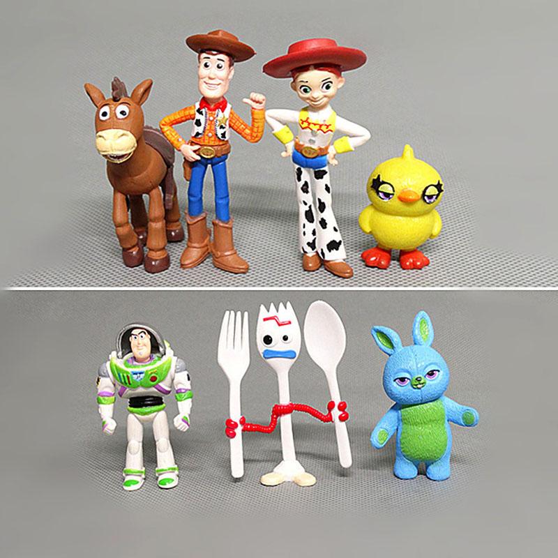 7ksDisney Toy Story 4 Kreslený Buzz Rakeťák Woody Jessie Blesk Kůň Vidlička Králík Panenka Dekorativní Ozdoba Dárek Hračky