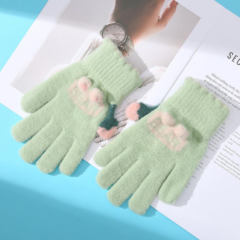 

Сенсорные перчатки с пятью пальцами для женщин на осень и зиму, вязаные, утолщенные, из бархата, теплые, с раздельными пальцами, для велоспорта, защита от холода one size