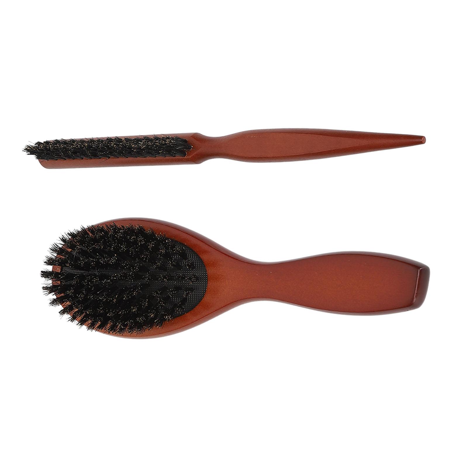 

2pcs Men Paddle Teasing Hairbrush Set Wooden Handle Conrtol Frizz Flyaways Hair Section Smoothing