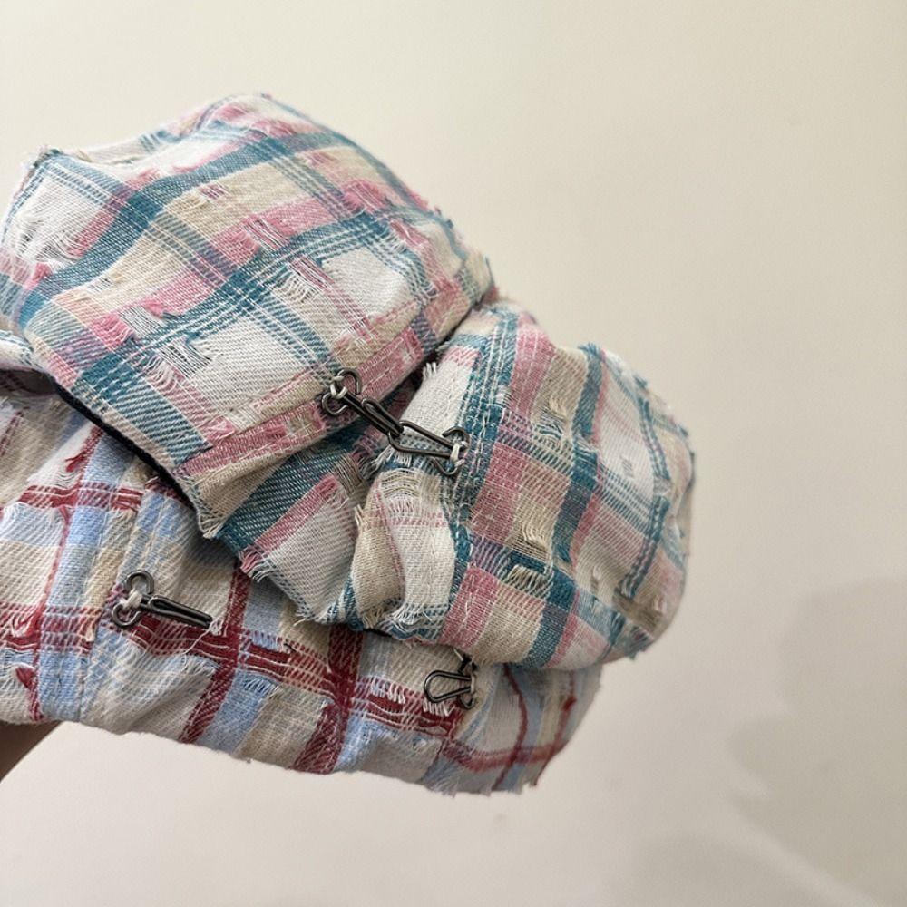 Y2k Octagonal Caps Korean Painter Hat Vintage Plaid Cloud Berets Girls
