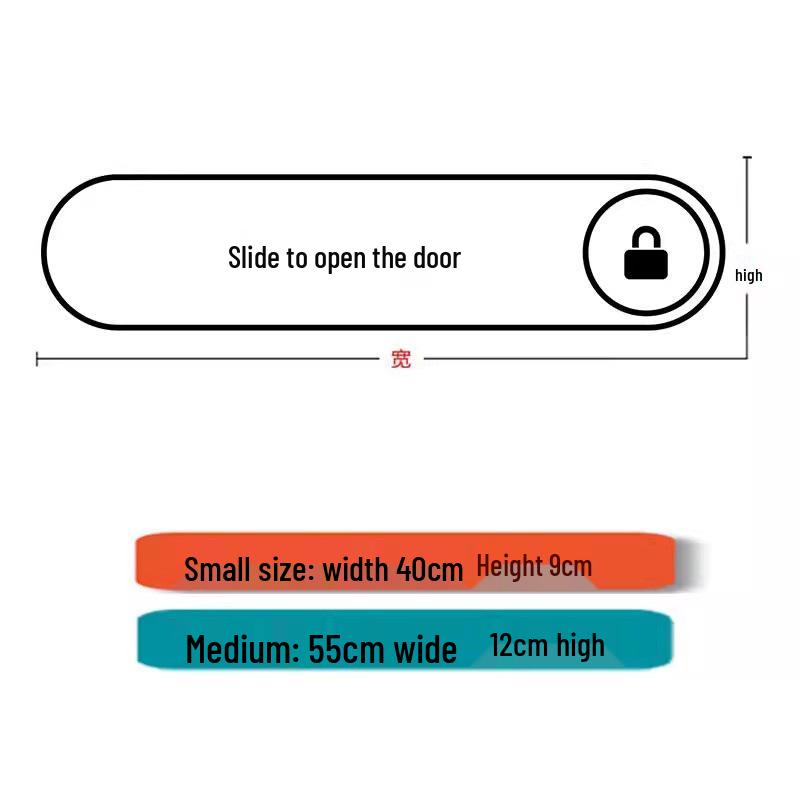 Self-Adhesive Sliding Unlock Text Wall Stickers for Mobile or Home Glass Doors