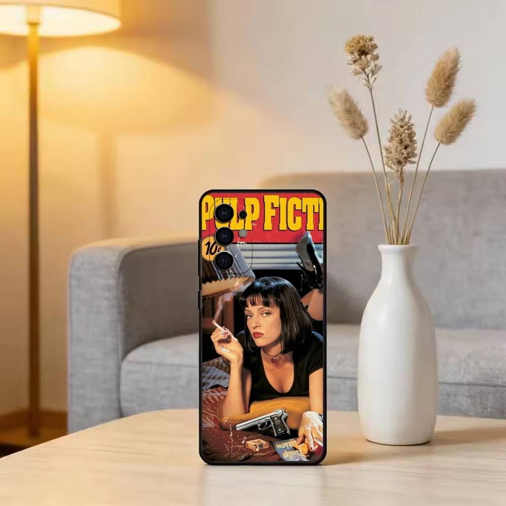 P-Pulp F-Fiction Movie Phone Case For Samsung S25,S24,S21,S22,S23,S30,Ultra,S20,Plus,Fe,Soft Silicone Black Cover
