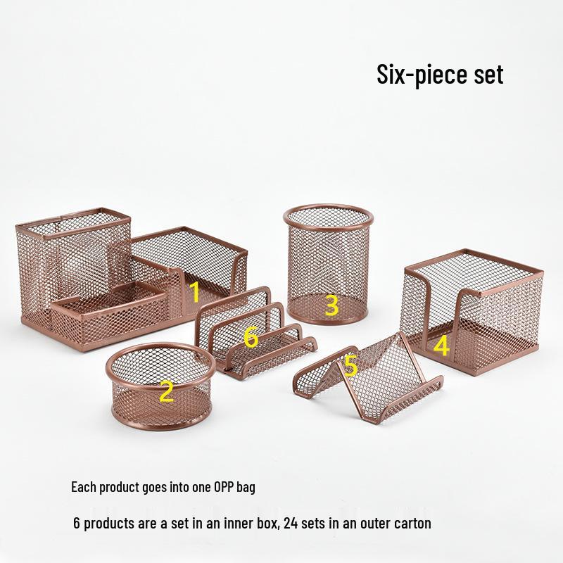 Iron Mesh Multifunctional Pen Holder - Creative Desktop Stationery Organizer for Office & Student Use