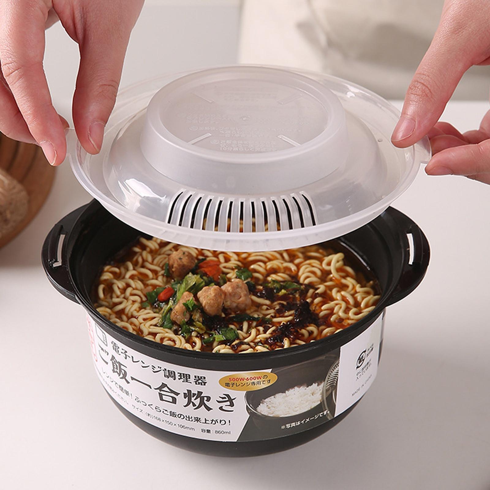 

Japanese Microwave Rice Bowl Double Handle Food Container for one size чёрный