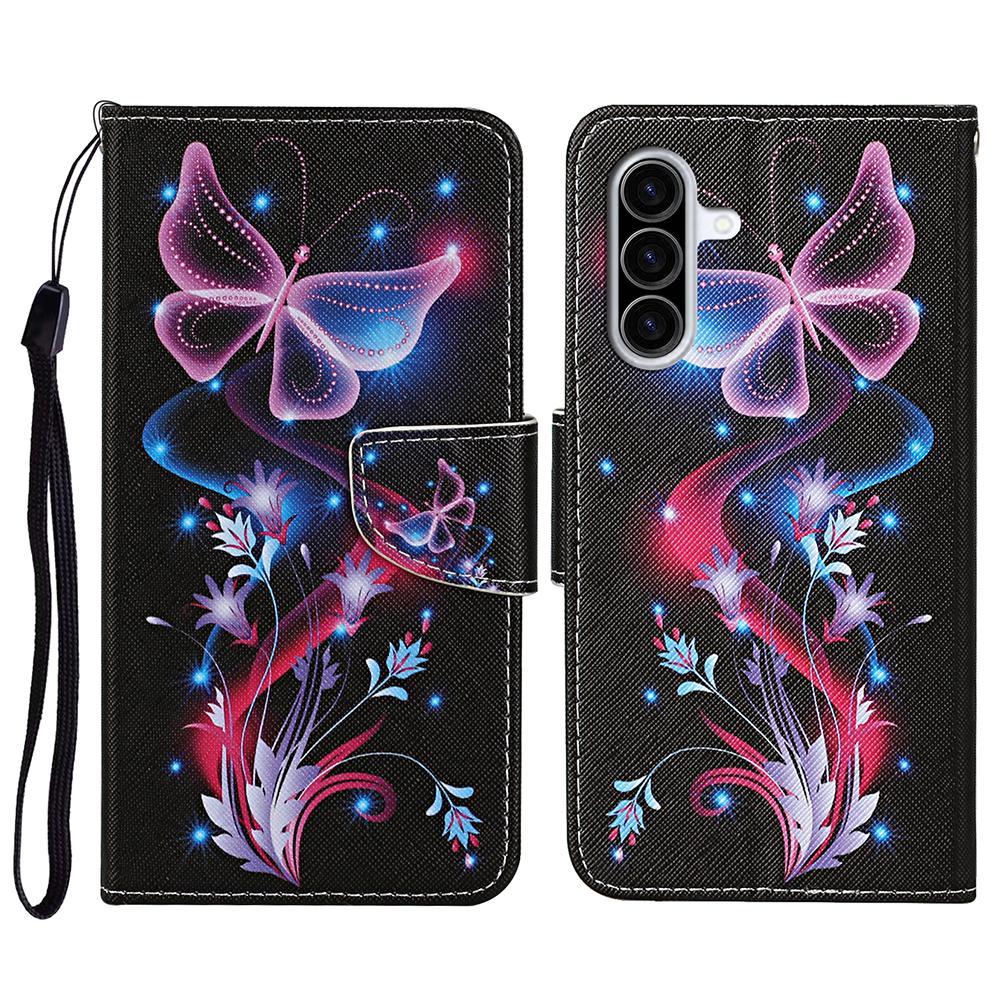 For Samsung Galaxy A37 5G Case Pattern Printing Protective Leather Folio Phone Cover with Wrist Strap