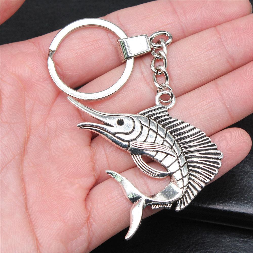 Marine Life Turtle Ocean Creature Pendant Antique Bronze Metal Keychain with 30mm Ring for Men Fashion Gift