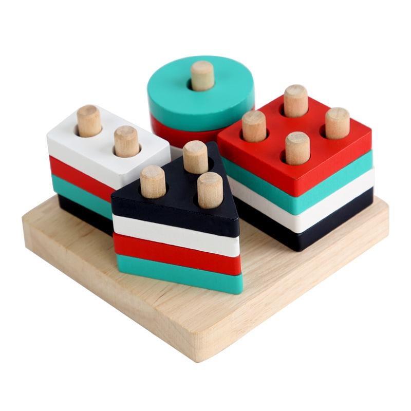 Montessori Spielzeug Holzbausteine Frühes Lernen Lernspielzeug Farbe Form Zuordnung Kinder Puzzlespielzeug Für Kinder Jungen Mädchen