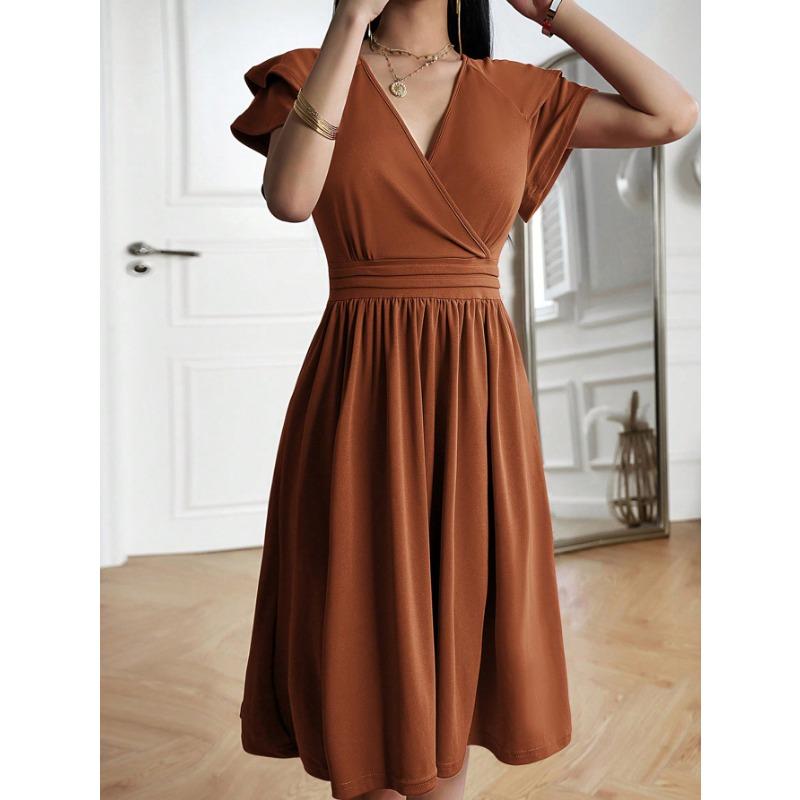 Women's Dress Summer Temperament Elegant V-neck Midi Dress