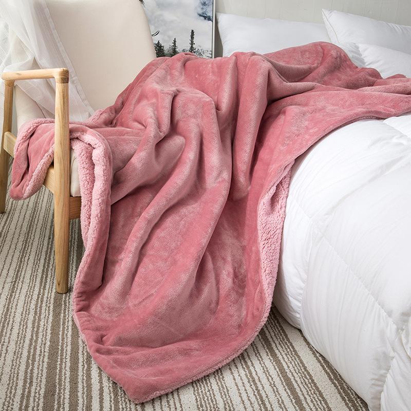 Xianci Double-Layer Lambswool Coral Fleece Throw Blanket for Sofa and Office