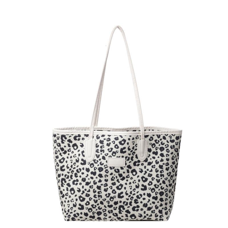 Elegant Large Capacity Leopard Print Tote Bag For Women Trendy Summer Shoulder Bag