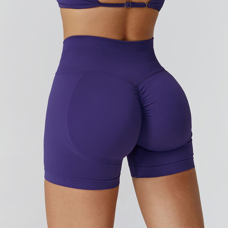 

and American Fitness Shorts Women Seamless High Waist Summer Tight Buttock Lifting Belly Holding Sports Running Quick-Drying Three-Point Yoga Pants Navy blue XL