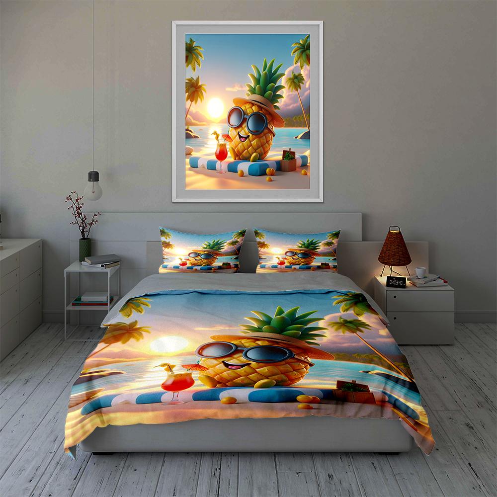 Pineapple tropical vacation Bedding Duvet cover sets Duvet covers Pillowcases gifts (1 * Duvet Cover 2 * Pillowcases, without duvet insert)
